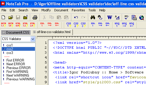 Combined HTML + CSS Validator clipbar